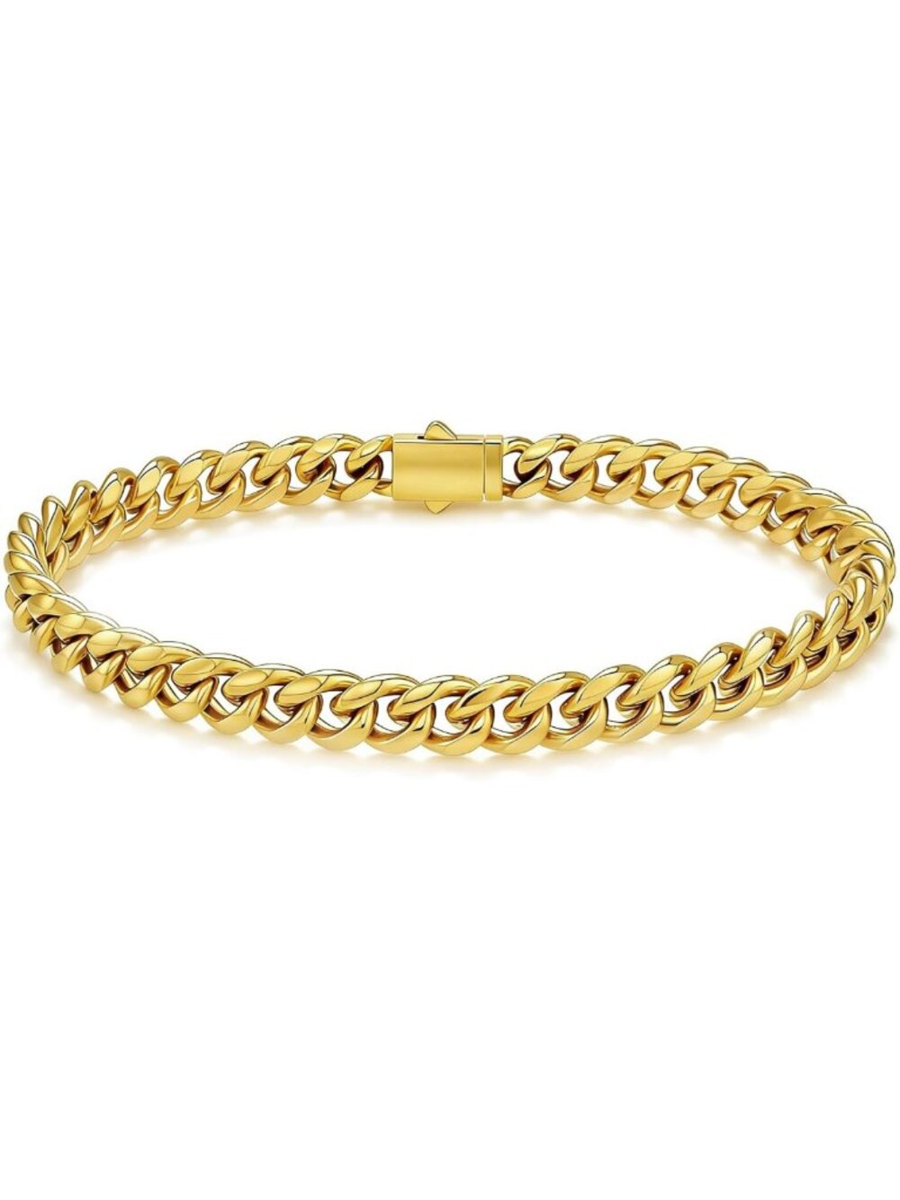 Men's 8mm Cuban Link Bracelet - 18K Gold Plated Stainless Steel Jewelry